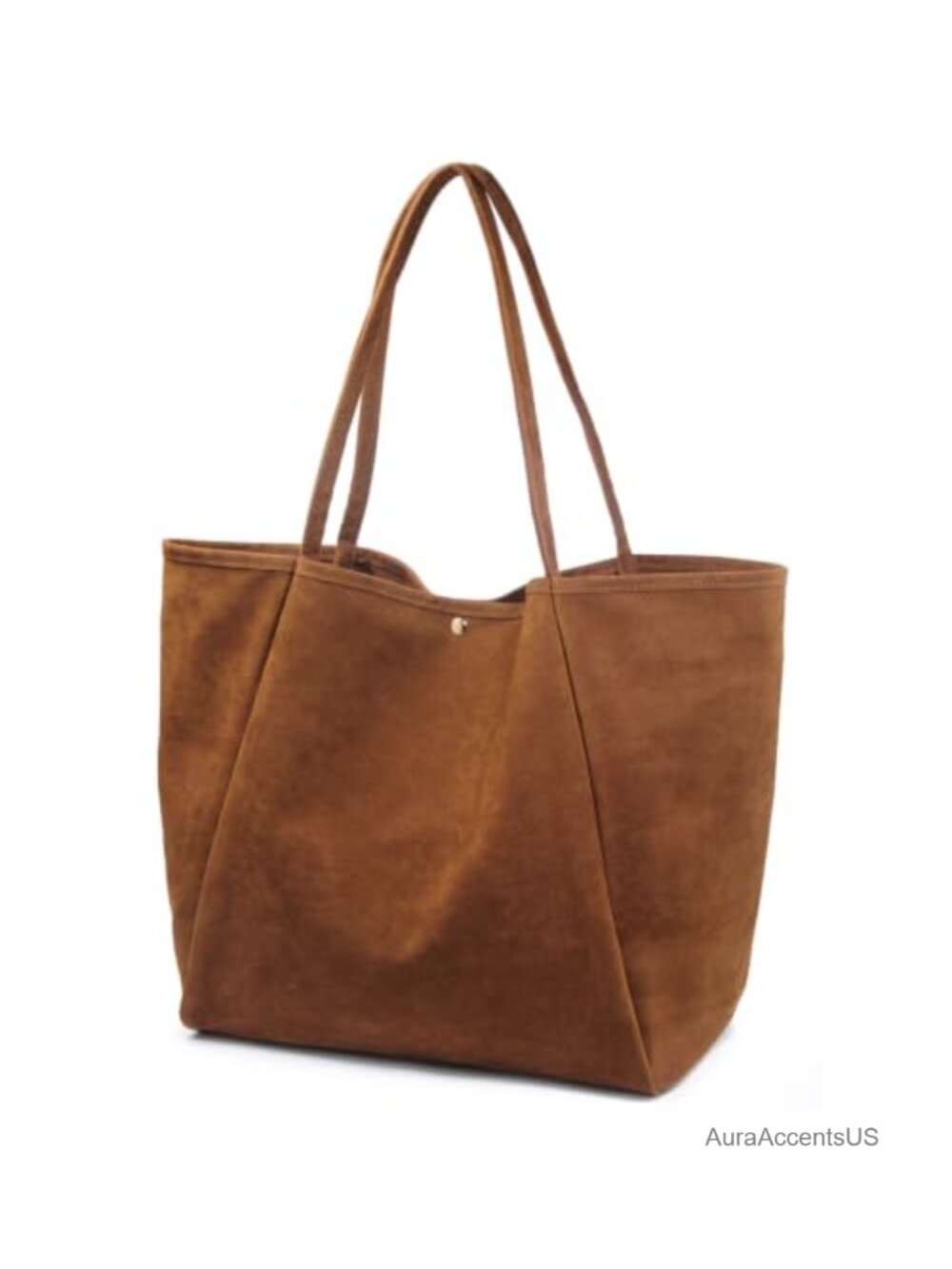 Oversized Faux Suede Tote Bag for Women - Lightweight, Magnetic Snap, Laptop